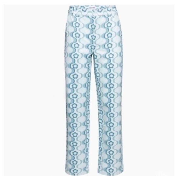 Aritzia Sun-deh Jaden Pants Blue Floral Boho Hippie Straight Leg Size 0 - Picture 1 of 7